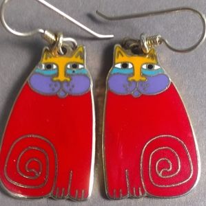 Retro Red Enamel Cat Earrings by Laurel Burch